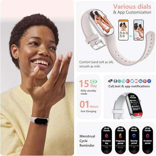 Image of FITVII Slim Fitness Tracker with Blood Oxygen, Blood Pressure, 24 /7 Heart Rate and Sleep Tracking, IP68 Waterproof Activity Trackers and Smart Watches with Step Tracker, Pedometer for Women Men