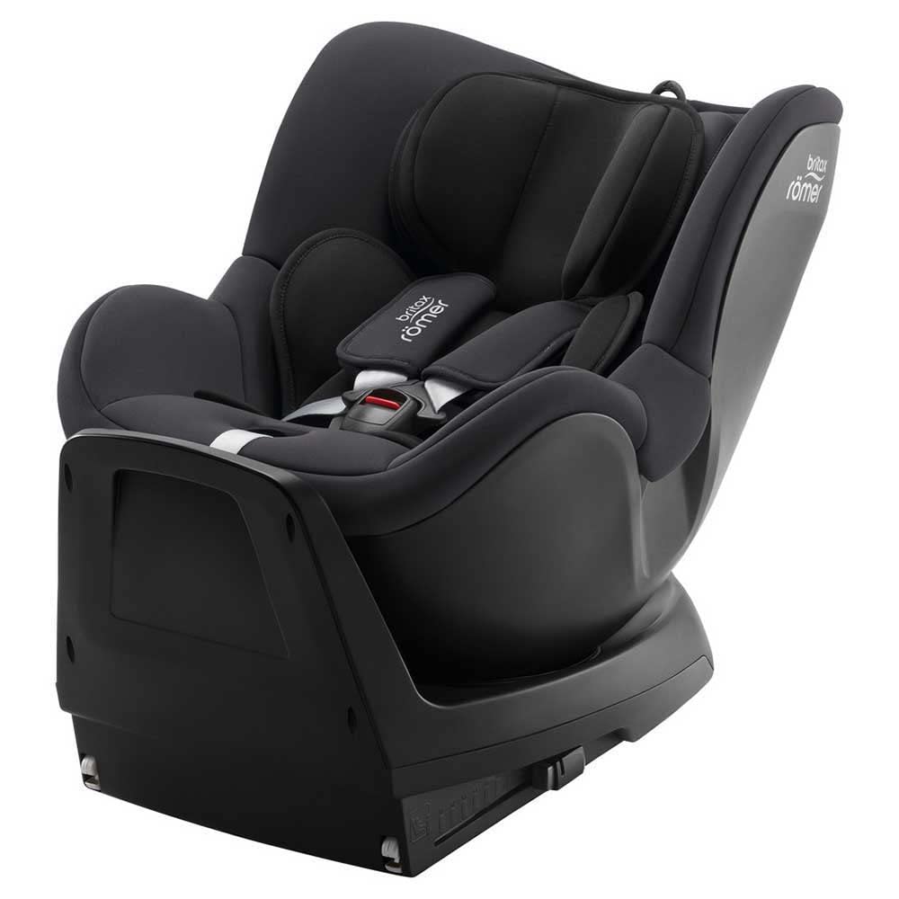 BRITAX RÖMER Reboarder DUALFIX PLUS, w zestawie wkładka dla noworodka i ISOFIX, dla dzieci w wieku 40-105 cm (i-Size), narodziny - 4 lata, Midnight Grey