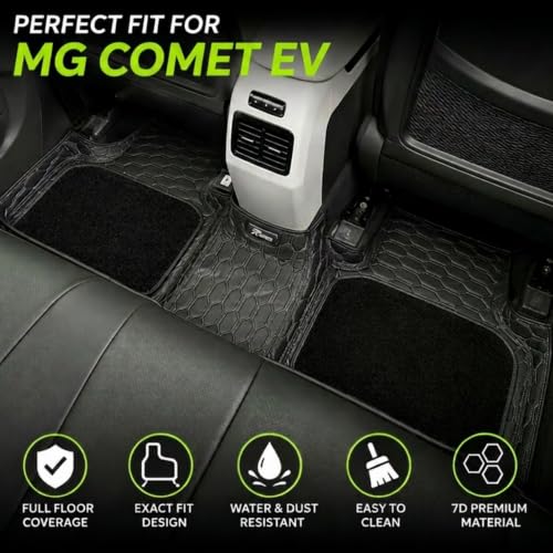 Image of EV MASTER 7D Car Floor Mats for MG Comet EV Hybrid (2026 Onwards) Complete Set | All Weather | Anti-Slip | Luxury Premium Car Mat | Full Coverage | Custom Fitted Car Foot Mats