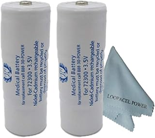 2 Titon 72300 Replacement Battery for Welch Allyn 72300 3.5V with Loopacell Cloth