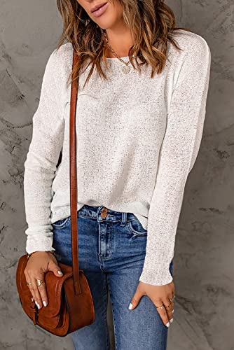 Image of Womens's Drop Shoulder Casual Loose Crewneck Lightweight Long Sleeve Pullover Sweaters