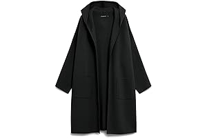 Women's Long Sleeve Hooded Cardigan Dressy Open Front Knit Sweater Coat with Pockets
