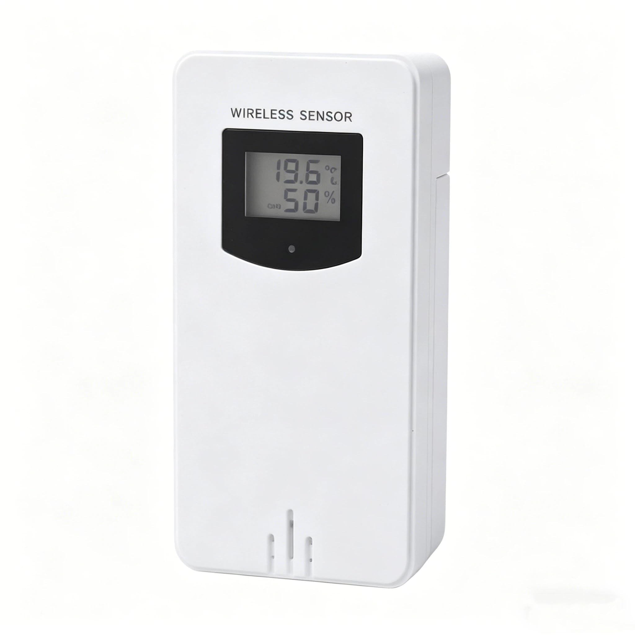 Wireless Outdoor Remote Sensor, Digital Temperature & Humidity Monitor with LCD Display, Spare Sensor for Weather Stations (white)
