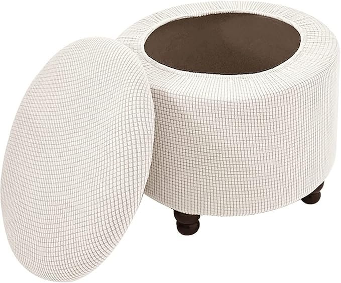 Housse stretch pour pouf rond (lot de 2) : protection extensible à motifs pour ottoman