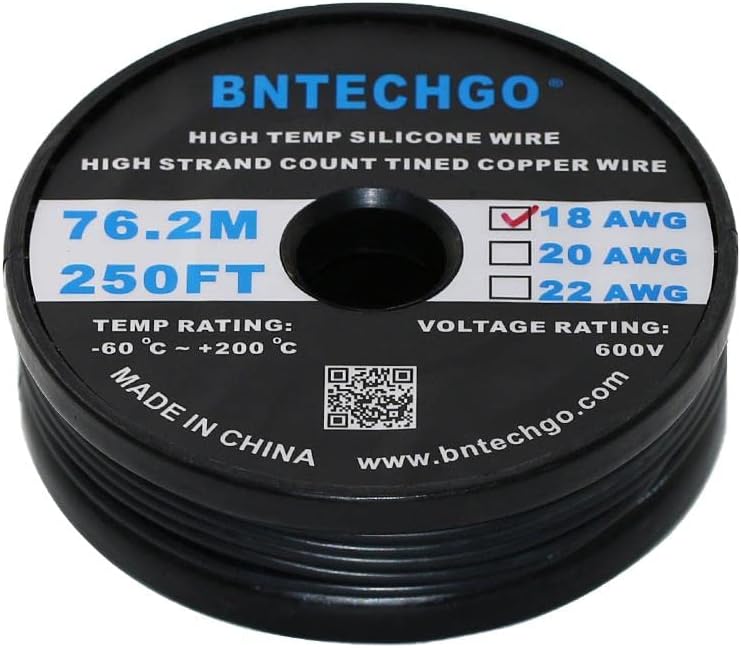 Black Friday - 70% OFF BNTECHGO 18 Gauge Silicone wire spool 250 ft Blue Flexible 18 AWG Stranded Tinned Copper Wire