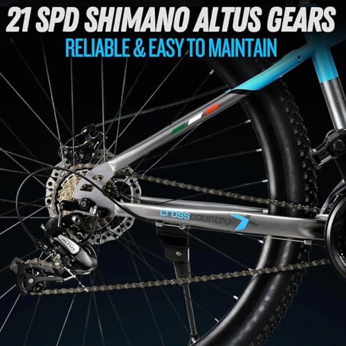 Image of FitTrip Fox Rush Mountain Bike 27.5T | 21 SPD Shimano Altus Gearset | Imported Clarks Dual Disk Brakes | XC60 Lockout Suspension | 1030 Alloy Frame with Internal Cabling | Unisex | Azure Blue