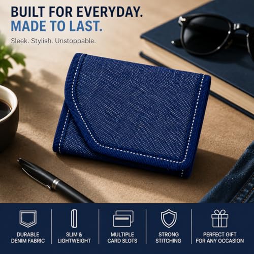 Image of Non Leather Small Mini Slim Wallet for Men & Boys (BI-FOLD-Denim)