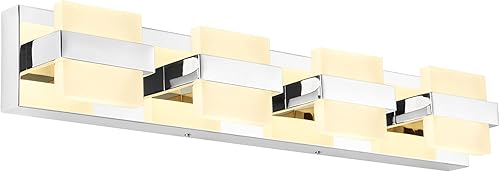 SOLFART Modernas luces LED de tocador de baño con 4 luces sobre espejo (luz cálida)
