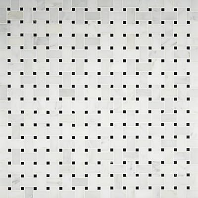MSI Arabescato Carrara 12 in. x 12 in. Honed Marble Basketweave Tile – Kitchen Backsplash, Bathroom, Accent Wall, Shower, Mesh-Mounted Mosaic