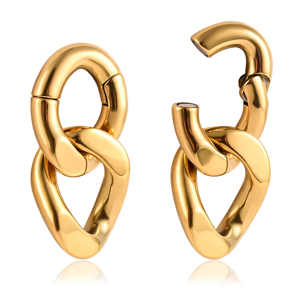 Ear Weights Flesh Tunnel Plug Hanger Chain Links Stainless Steel Stretched Ears Piercing Jewelry for Men Women 4mm 6mm
