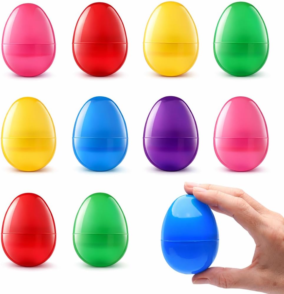 Easter Eggs 3” - Bright Fillable Capsule Egg – 12Ct Basket Stuffers Empty Large Enough To Hold Toy And Candy Plastic Filler Bulk Hunt Kids Surprise