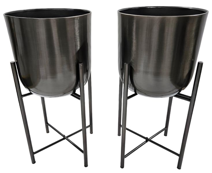 INDIAN DECORMART Metal Planter with Stand (Metallic Dark Grey (Medium, Pack of 2)) (B0CLQ347G9) Amazon Price History, Amazon Price Tracker