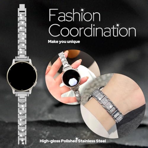 Correa metálica con diamantes delgados 20mm para Garmin Vivoactive miniatura 4