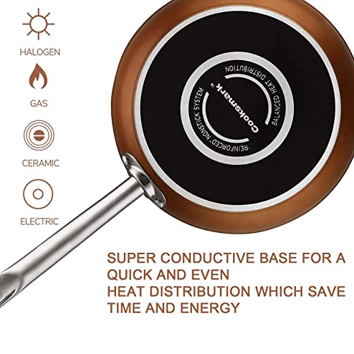 Cook Code 10-Piece Pots And Pans, White Ceramic Nonstick Copper Finish Cookware Set With Lids— Oven Suitable Dishwasher Suitable Pfoa/Ptfe Free #TOP1