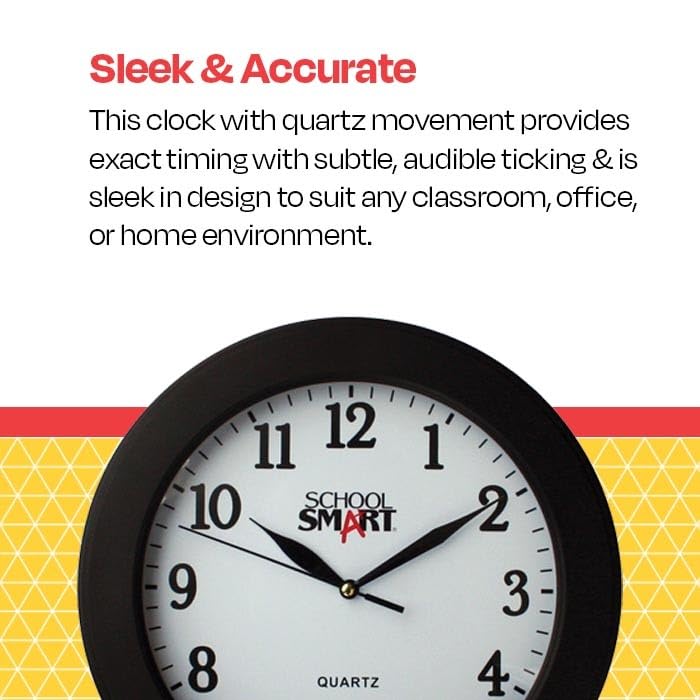 Miniatura 3 de School Smart SSG-0002 Reloj de pared de 10 ", cara blancamarco negro