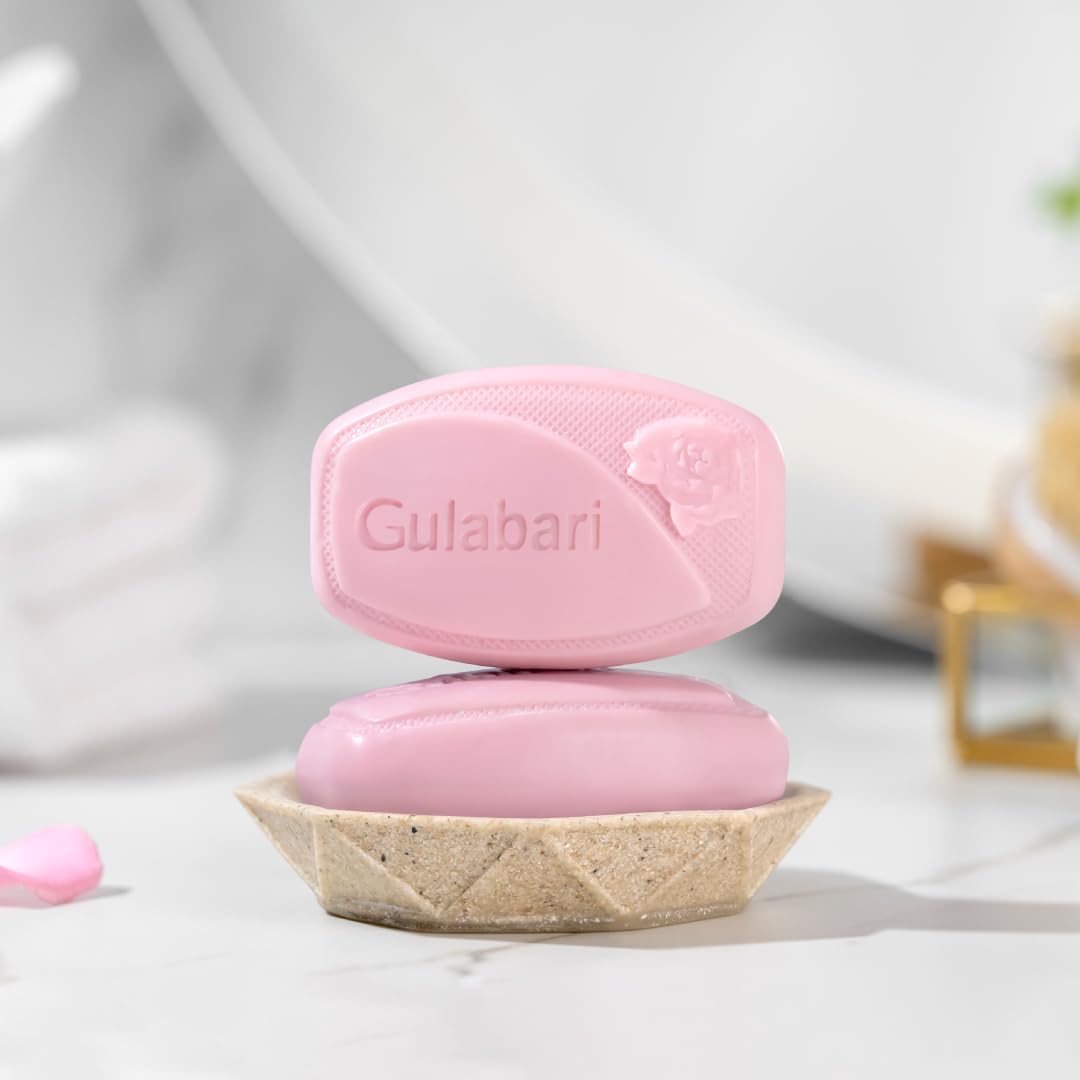 Dabur Gulabari Pure Rose Soap 150g (Pack of 4) | Moisturizing Bathing Soap for Radiant Glowing Skin & Body | Glycerine & Niacinamide | Long Lasting Fragrance | For Men & Women 4