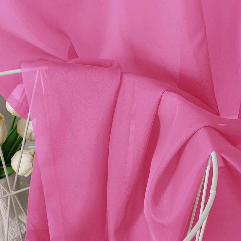 Image of OVZME Hot Pink Sheer Curtains 72 Inches Long 2 Panels - Soft Light Filtering Window Sheer Panels for Living Room /Bedroom, Top Dual Rod Pocket, 1 Pair, Each 42Wx72L Inches