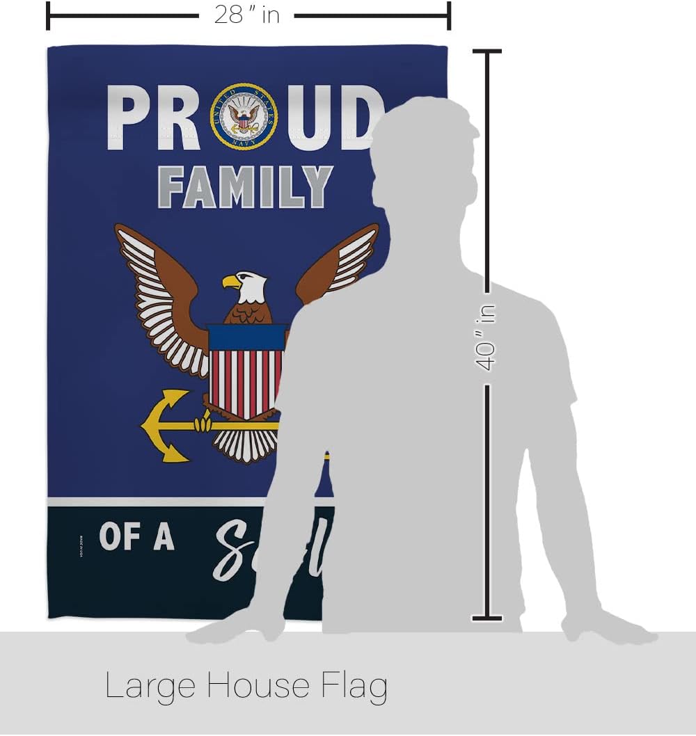 Breeze Decor Proud Family Sailor House Flag Armed Forces Navy USN Seabee United State American Military Veteran Retire Official Decoration Banner Small Garden Yard Gift Double-Sided, Made in USA