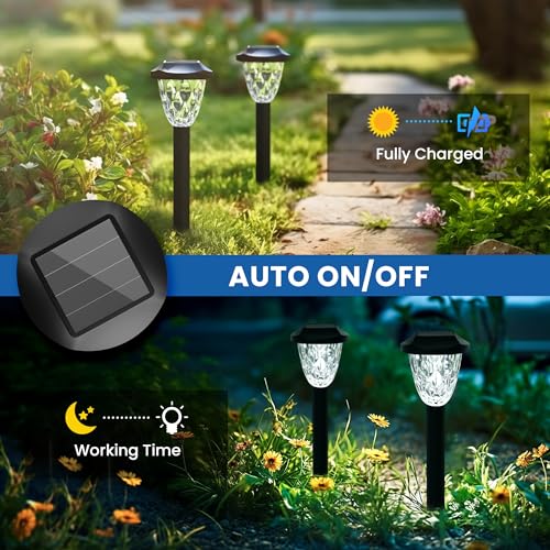 GIGALUMI 10 Pack Solar Lights Outdoor, Solar Pathway Lights with Great Pattern, Waterproof Auto On/Off Light for Outside Yard Garden Walkway Driveway Lawn Pathway by GIGALUMI - Image 7