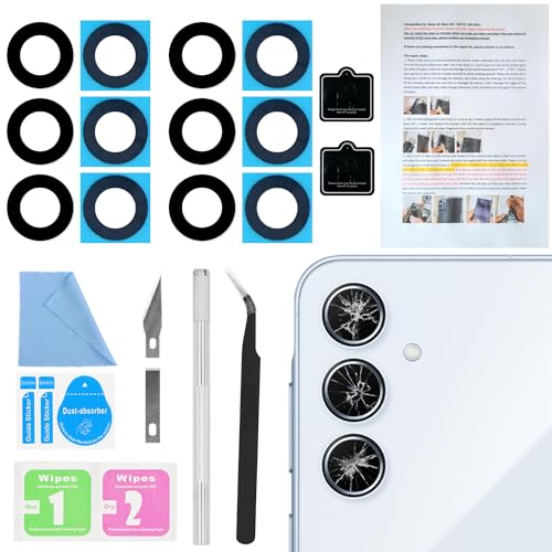 2PCS Galaxy A55 Back Rear Camera Lens Glass Replacement, ASDAWN Back Lens Glass for Samsung Galaxy A55 6.6 inches All Carriers with Free Lens Film + Installation Manual + Repair Tool Set
