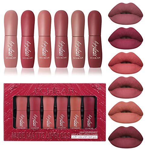 BONNIESTORE 6 Colors Matte Liquid Lipstick Set, Waterproof Long Lasting 6Pcs lipstick Set Matte Lip Gloss Durable Liquid Lipgloss Set for Women Makeup