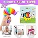 Cevioce Fidget Slug Toy 3Pcs Autism Sensory Toys for Autistic Children Toddler Airplane Car Travel Essential Toys Slug Fidget Toys for Kids & Adults Christmas Stocking Stuffers Gifts for Girls Boys