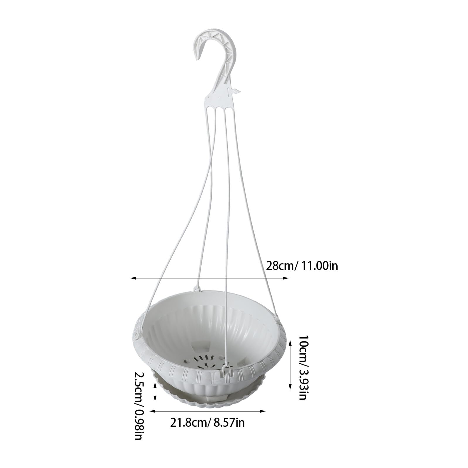 Lurrose Set 2 Pezzi Fioriere Sospese in Plastica con Gancio e Sottovaso Cesto Portafiori Sospeso per Giardinaggio Interno ed Esterno Vasi Decorativi per Piante da Veranda e Balcone