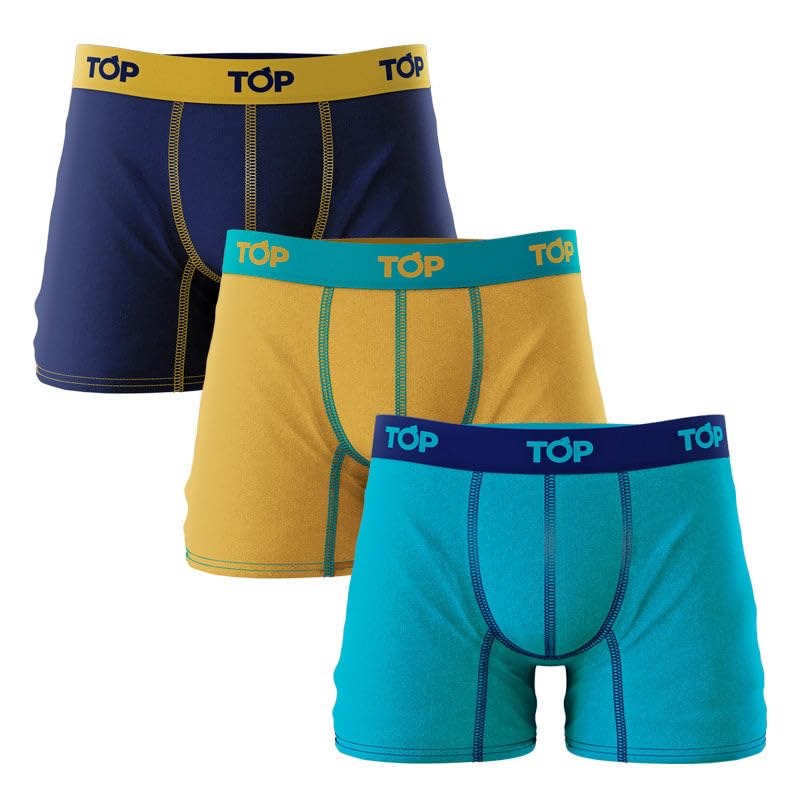 TOP - Men's Cotton Blend Boxer Briefs - Pack of 3 - Breathable Fabric & All-Day Comfort