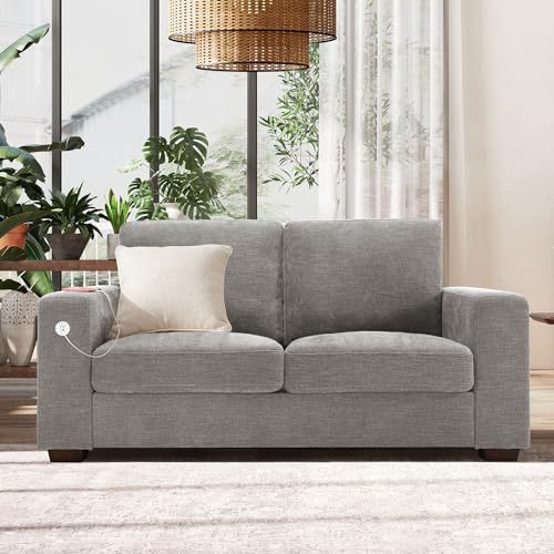 Image of Hanherry 70 inch Loveseat Sofa for Living Room, Modern Comfy Couch with Medium Firm Seat Cushion, Removable Cover,Wide Armrest,USB /Type-C Port,Chenille Fabric Couches for Small Space,Apartment,Bedroom