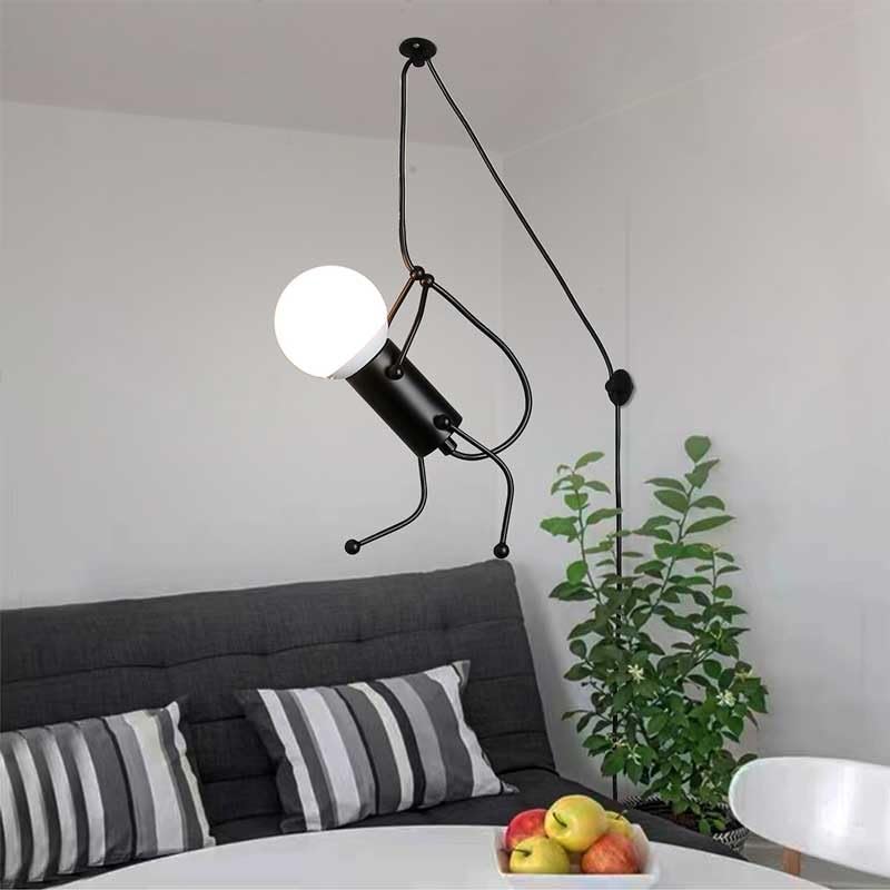 B·LED BARCELONA LED - Lámpara Colgante de techo Doll Negra con Enchufe y Cable Largo Ajustable. Casquillo E27 – Estilo Nórdico con Interruptor, para Dormitorio, Salón o Local