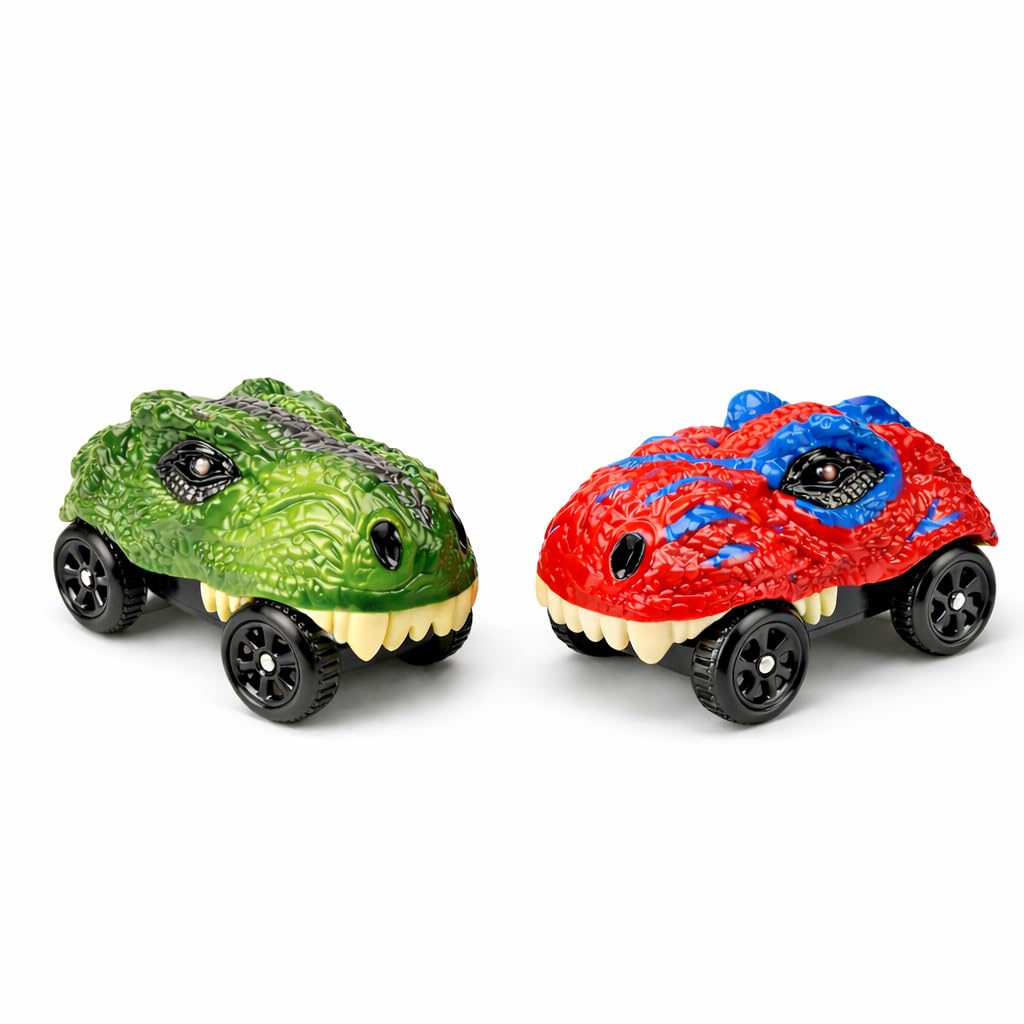 WonderToys Mangetic Tiles Magnet Building Toys, Magnetic Building Set for Kids, Stacking Blocks, Perfect STEM Toys Gift for Boys and Girls (2 PCS Dino Car Add-on for Magnetic Track) โ image 1