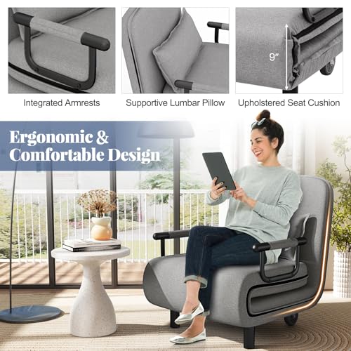 Sillón Plegable Poliéster Gris Claro miniatura 7
