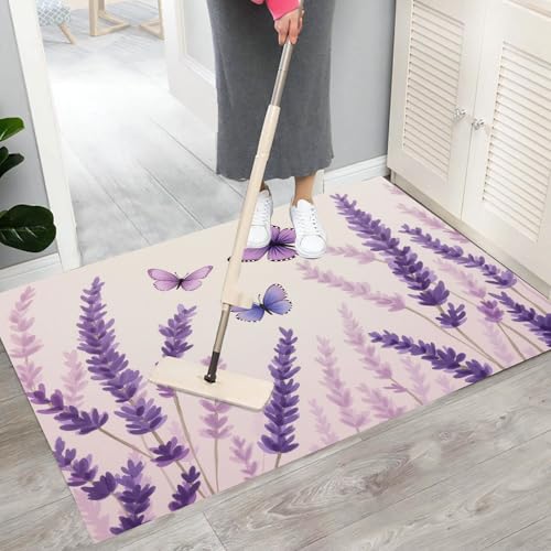 Paillasson d'intérieur 80x120 cm lavable et antidérapant violet - 7