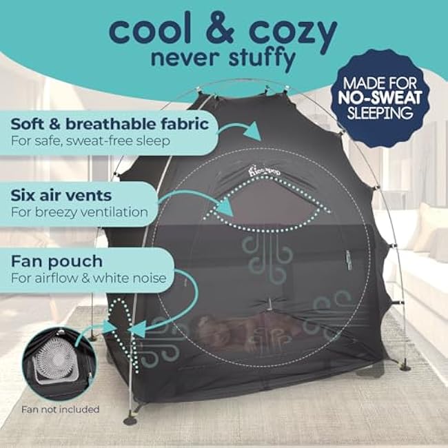 Hiccapop Daydreamer Blackout Tent for Pack and Play, Patented Portable Crib Tent, Blackout Canopy Crib Cover, Sleep Pod for Kids