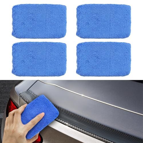 Image of Wevdn 4PCS Microfiber Applicator Pad, Premium Grade Microfiber Rectangle Detailing Applicator Wax Sponge, Versatile Sponge Cleaning Pads for Auto Detail Polishing, Car Accessories