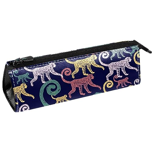 Astuccio per penne con motivo colorato con scimmie della giungla astuccio per cancelleria per cosmetici borsa compatta con cerniera Multi 5.5 x6 in Organizer per borse