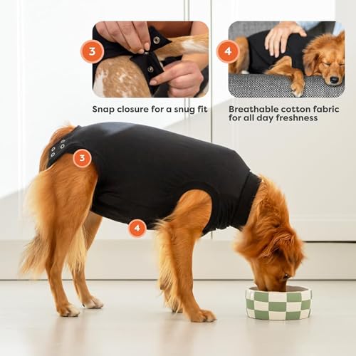 Suitical Recovery Suit Hund, L, Schwarz
