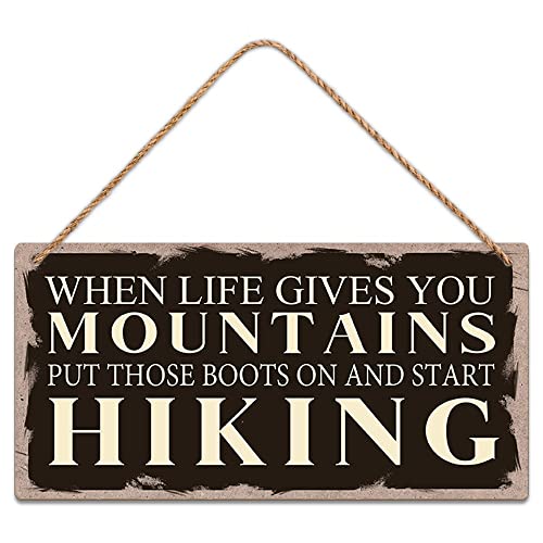 SCAZOMV Wood Signs Room Decor Where Life Gives You Mountains