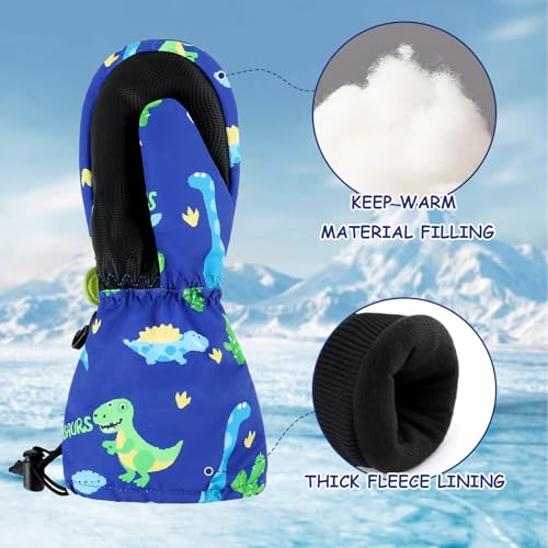 Image of Duoyeree Toddler Winter Gloves, Waterproof Fleece Lined Ski Mittens 1-6Y