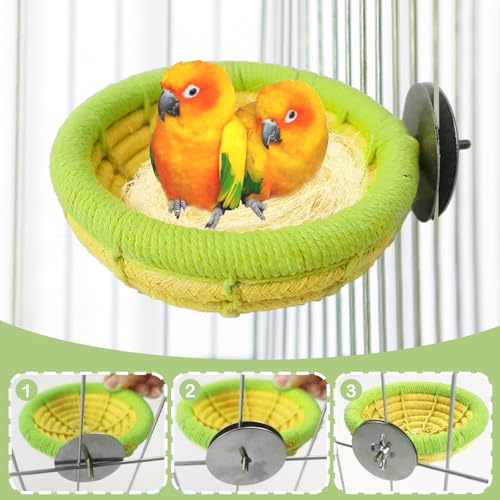 Image of Cotton Rope Bird Nest Handmade Bird Breeding Nest Parrot Hatching Nesting for Budgie Canary Parakeet Finch Cockatiel Lovebird and Other Small Birds
