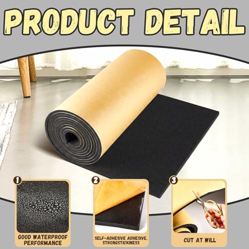 Image of Pangda 1 Piece 236 x 12 x 1 /8 Inch Extra Large Marine Foam Roll Closed Cell Rubber with Adhesive Insulation Sheets Lightweight Single Sided Tape Water Weather Resistant for Craft