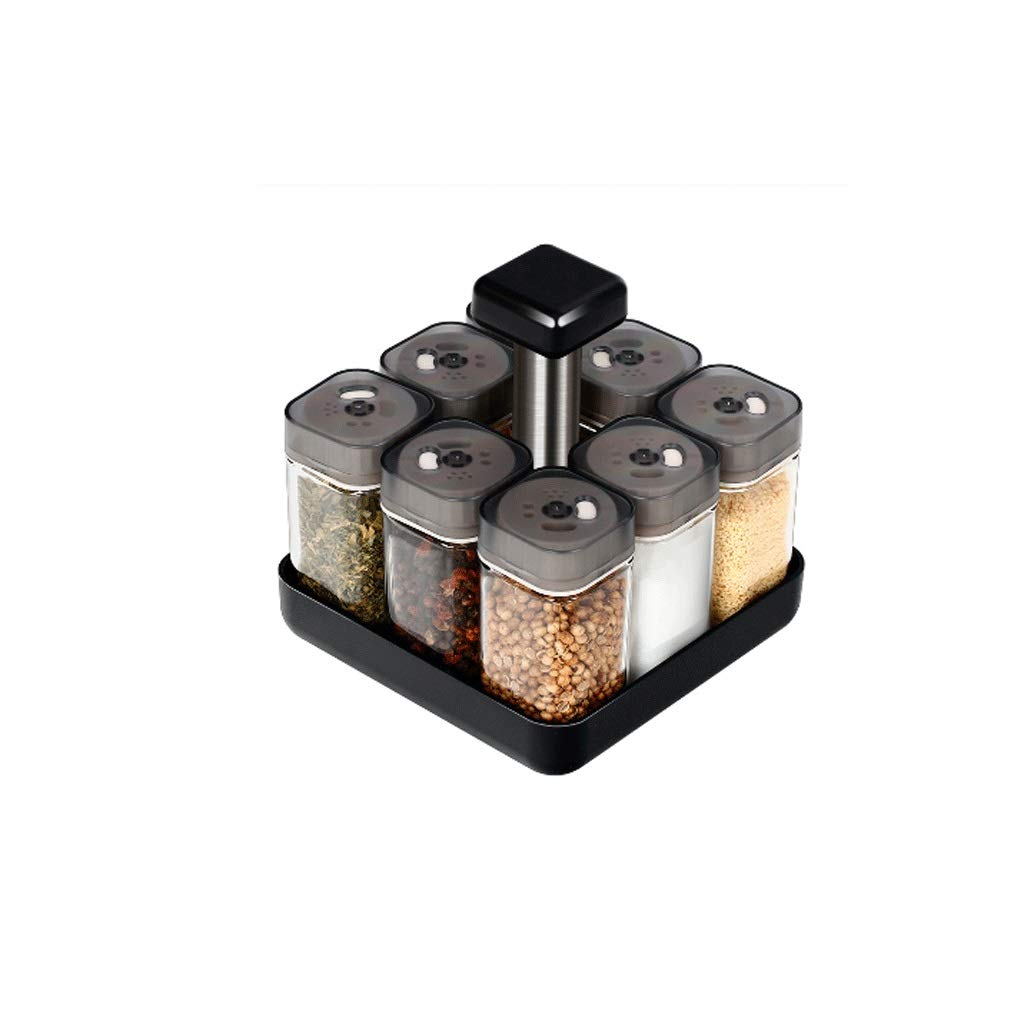 IANSHFKN 8Pcs Condiment Set Spice Jar Rack Kitchen Cruet Bottle Coffee Sugar Seal Container