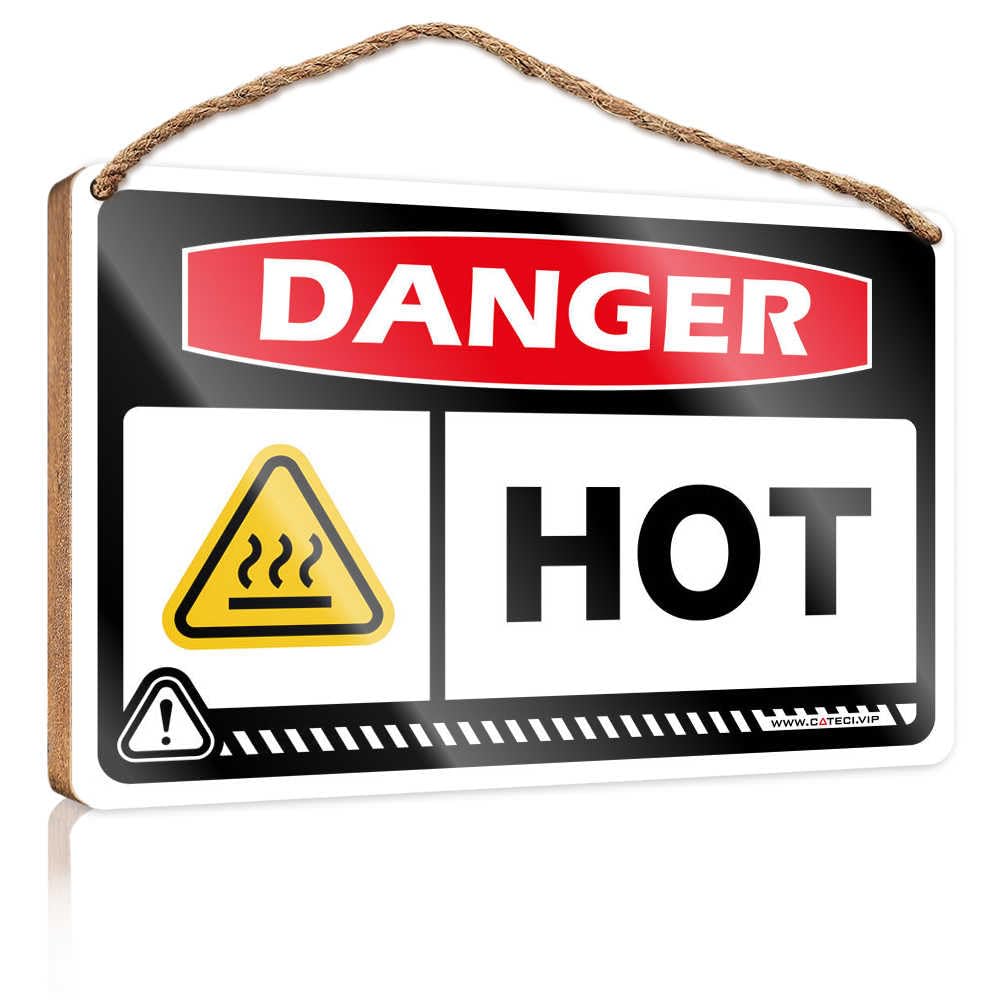 HMQW Funny Signs For Man Cave Danger Hot Wooden Sign Bathroom Decor Wall Art Farmhouse Decor For The Ho(23X35CM)