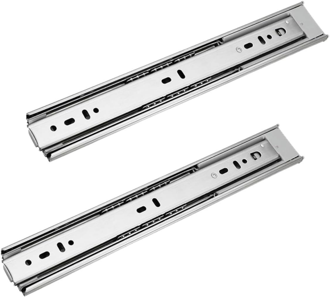Stainless Steel Drawer Rail with Three-Section Damping Buffer and Silent Self-Close Slide for Office Bedroom Kitchen Cabinets