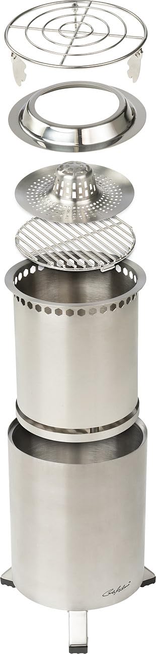 Carlo Milano ognisko stołowe na zewnątrz: zestaw 4 sztuk Zewnętrzny stół i palenisko na podłogę, niskopopielny, Mini-grill do grillowania przekąsek (miejsce ognisko kempingowe)