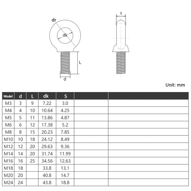 Bullone ad anello M3-M12 Viti di aggancio ad anello Vite ad occhiello di sollevamento in acciaio inossidabile 304(M3-2pcs