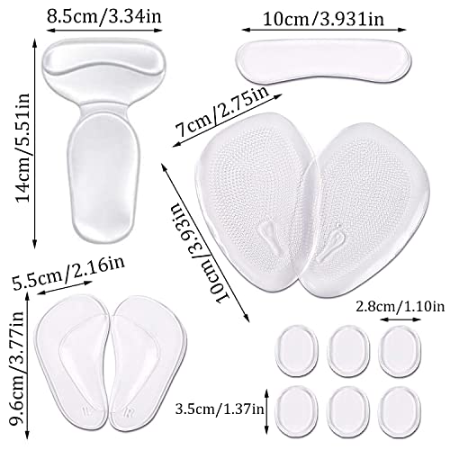 DRERIO 14 Pcs Heel Cushion Pads Shoe Heel Inserts for Shoes Silicone Shoe Pads Gel Heel Grips Adhesive Shoe Pads for Too Big Shoes Transparent Heel Insole Heel Cushions & Cups for Women and Men