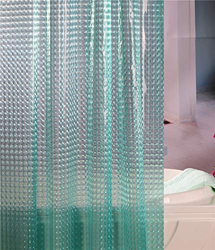 Adwaita Teal Waterproof Peva Plastic Shower Curtain Liner Heavy Duty No Chemical Smell 12 Rustproof Grommets Holes With 12 C Hooks 72 X 72 Inches #TOP4