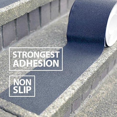 Just Cheerful Anti Slip Traction Tape - 4 Inch X 30 Foot - Best Grip, Friction, Abrasive Adhesive For Stairs, Safety, Tread Step, Indoor, Outdoor - Black #TOP5