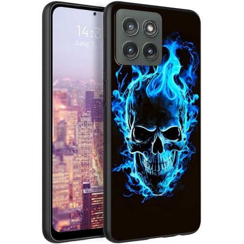 Coque TPU pour Motorola Moto Edge 2025 antichoc au motif de tête de mort bleue